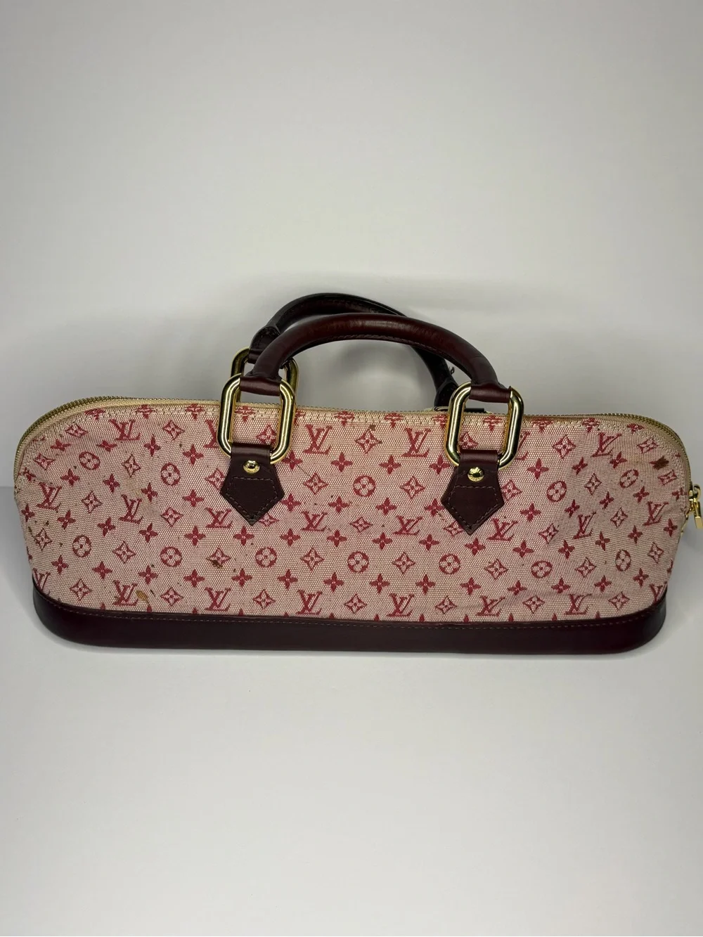 Louis Vuitton Pink Monogram Canvas Mini Top Handle Bag with Burgundy Trim